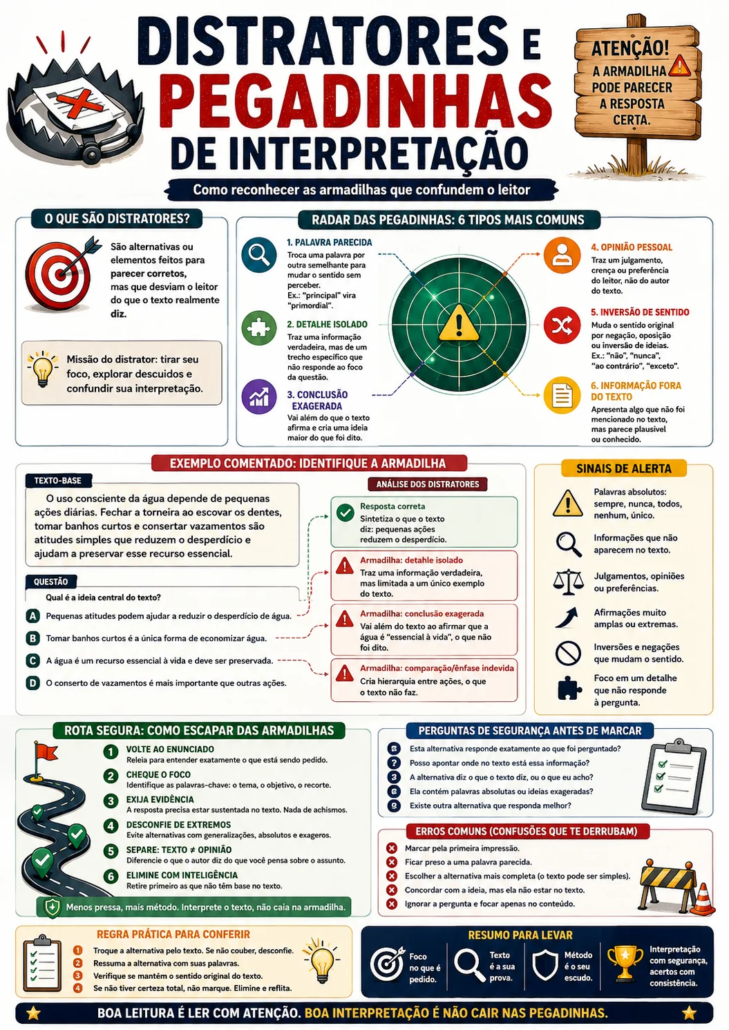 Página visual de interpretação: Distratores e pegadinhas de interpretação