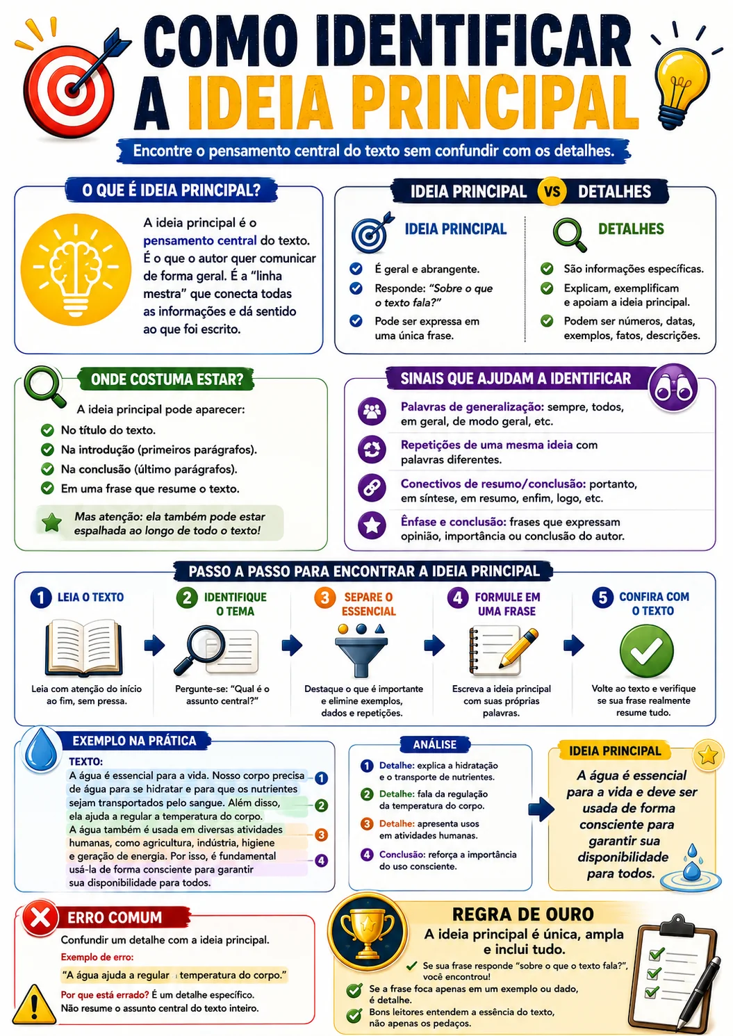 Página visual de interpretação: Como identificar a ideia principal